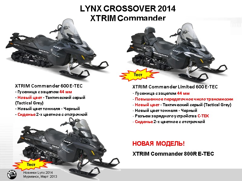 LYNX CROSSOVER 2014 XTRIM Commander XTRIM Commander Limited 600 E-TEC - Гусеница с зацепом